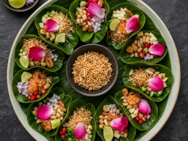 Thai Miang Kham Coconut Bites, original finished dish food photograph