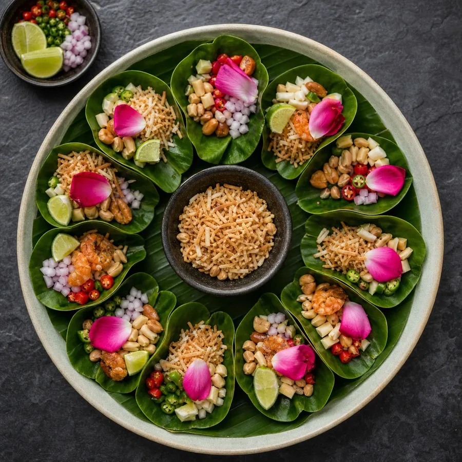 Thai Miang Kham Coconut Bites, original finished dish food photograph