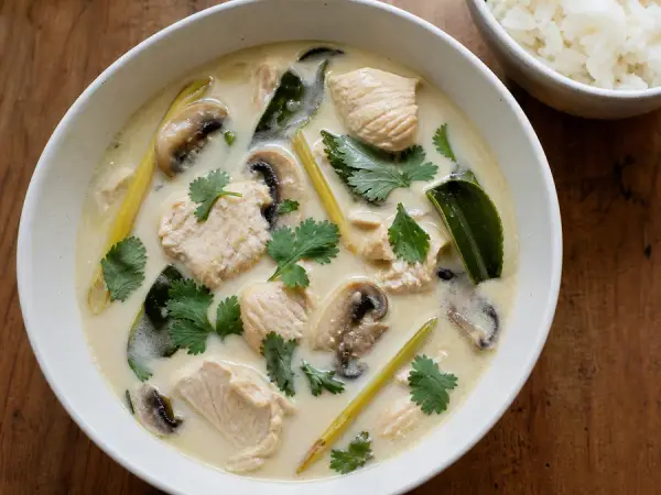 Thai Tom Kha Gai with Rice, finished dish