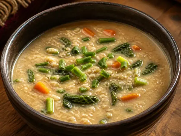 Tibetan Tsampa Vegetable Porridge, original finished dish food photograph
