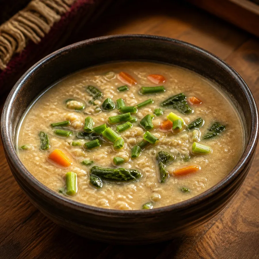 Tibetan Tsampa Vegetable Porridge, original finished dish food photograph