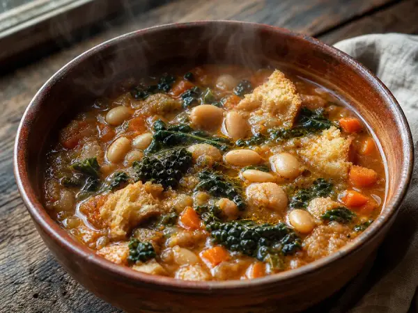 Tuscan Ribollita with White Beans, finished dish