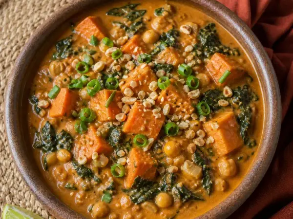 Ugandan Groundnut Sweet Potato Stew, finished dish