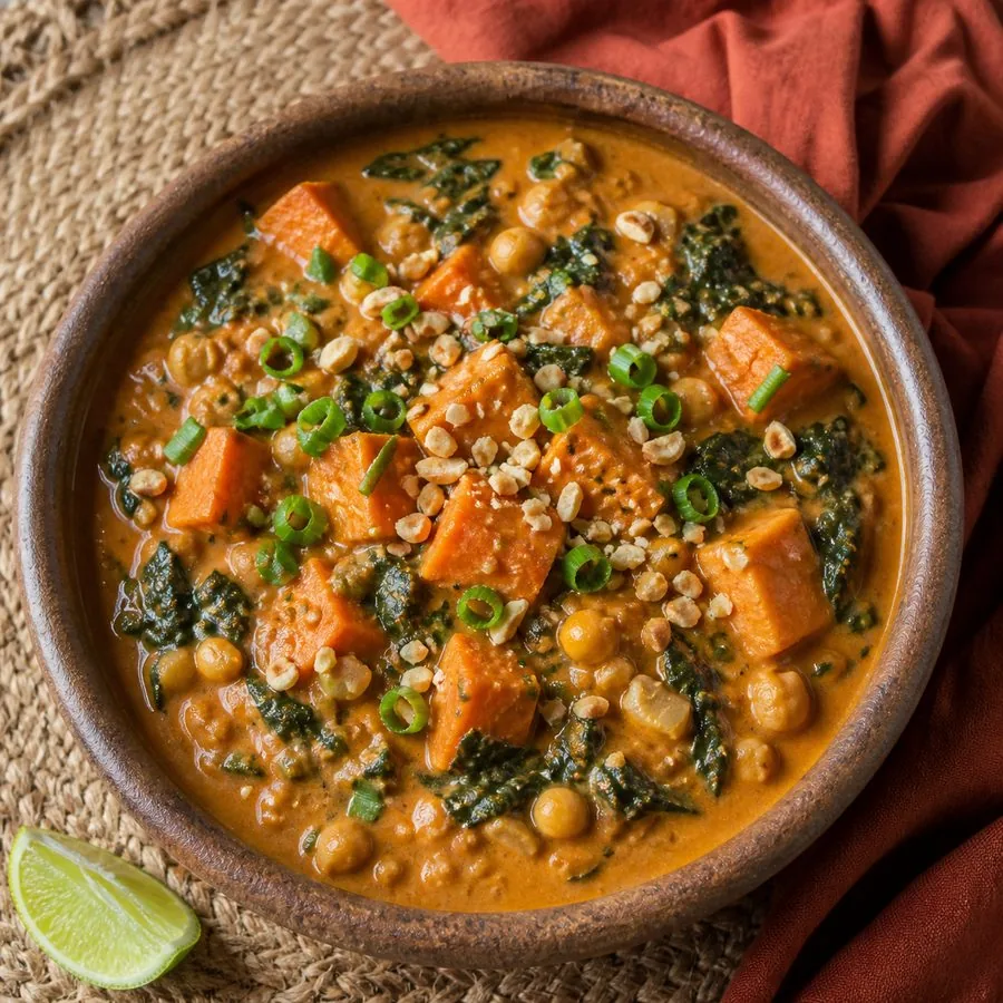Ugandan Groundnut Sweet Potato Stew, finished dish