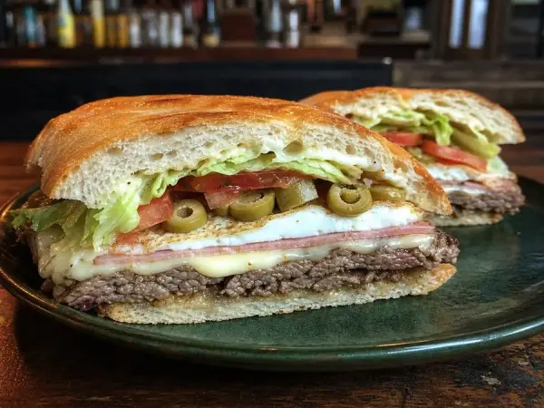 Uruguayan Chivito-Inspired Steak Sandwiches, finished dish