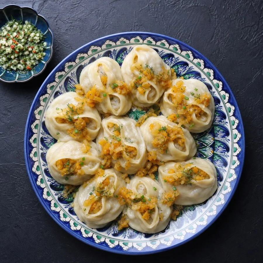 Uyghur Manta Pumpkin Dumplings, original finished dish food photograph