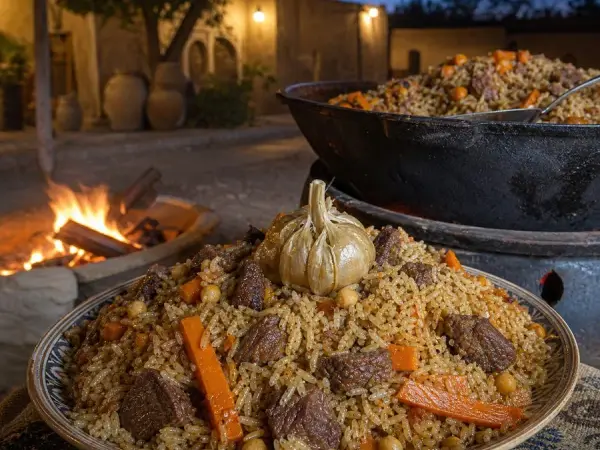 Uzbek Lamb Plov with Carrots, finished dish