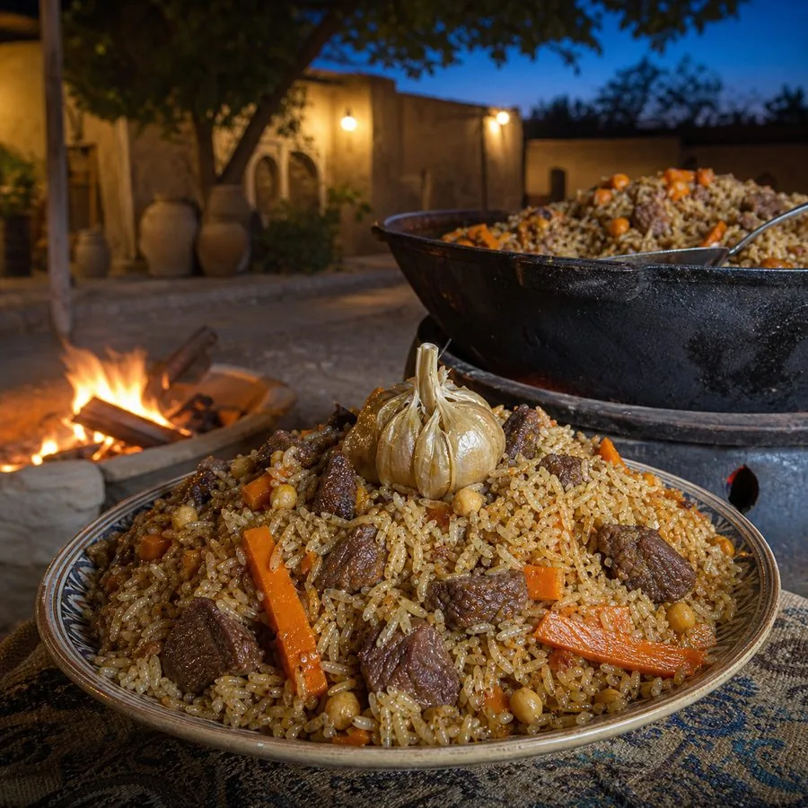 Uzbek Lamb Plov with Carrots, finished dish