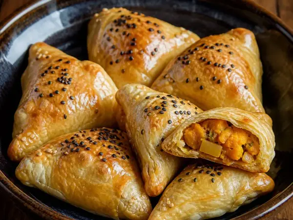 Uzbek Somsa Pumpkin Pastries, original finished dish food photograph