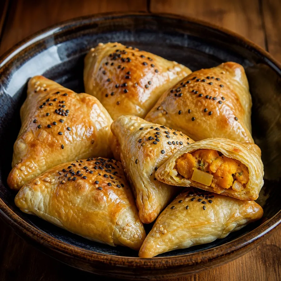 Uzbek Somsa Pumpkin Pastries, original finished dish food photograph