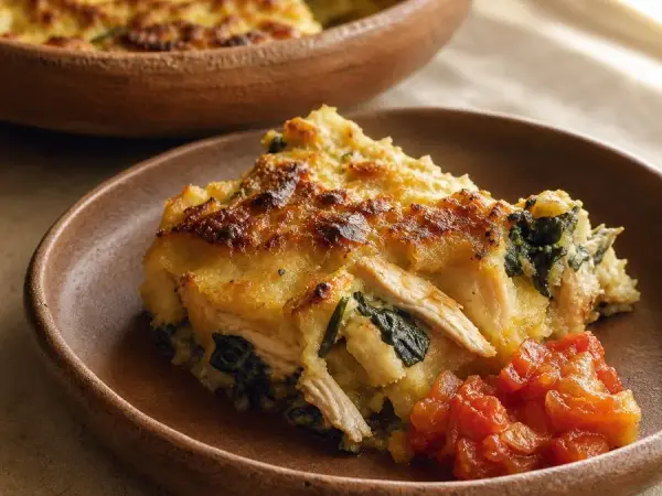 Vanuatuan Lap Lap-Inspired Yam and Chicken Bake, finished dish
