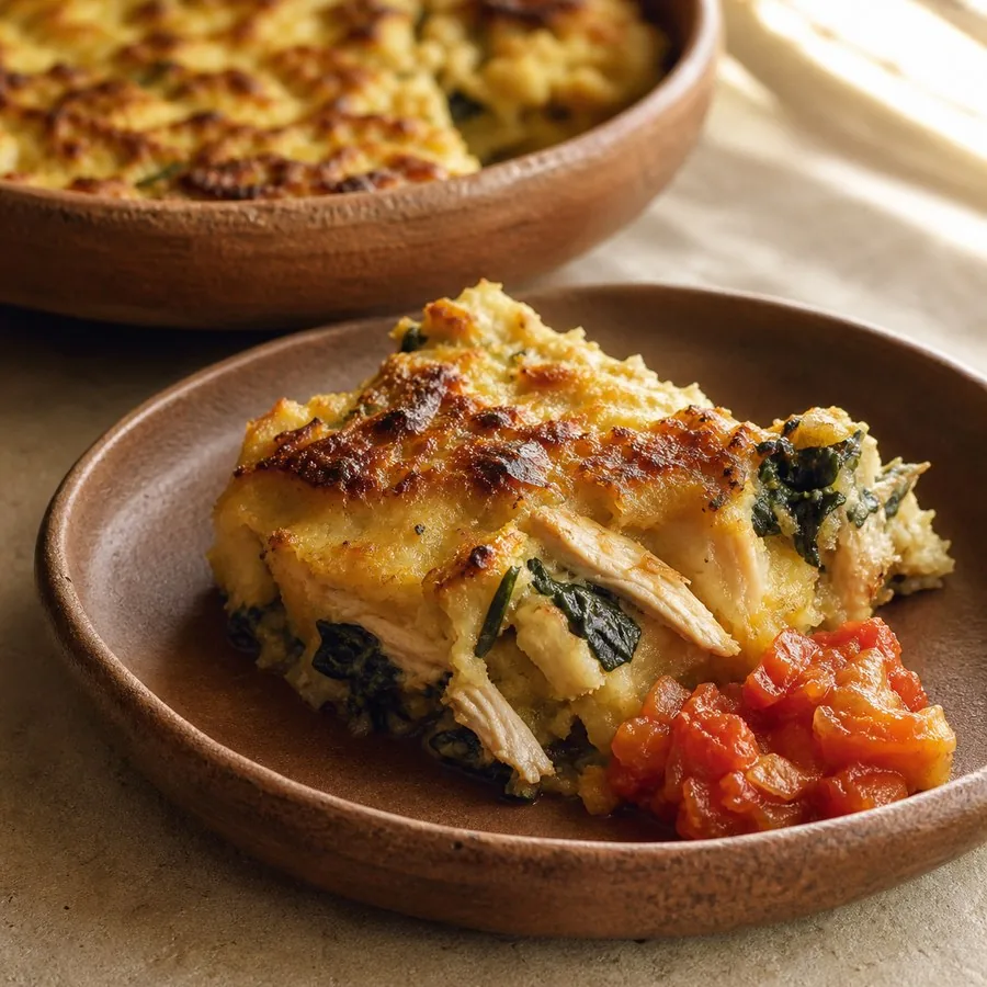 Vanuatuan Lap Lap-Inspired Yam and Chicken Bake, finished dish