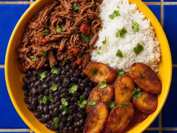 Venezuelan Pabellon-Inspired Beef Rice Bowls, finished dish