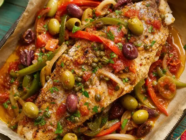 Veracruz Red Snapper with Olives and Capers, finished dish