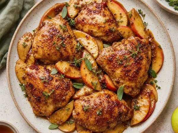 Vermont Maple Mustard Chicken with Apples, finished dish