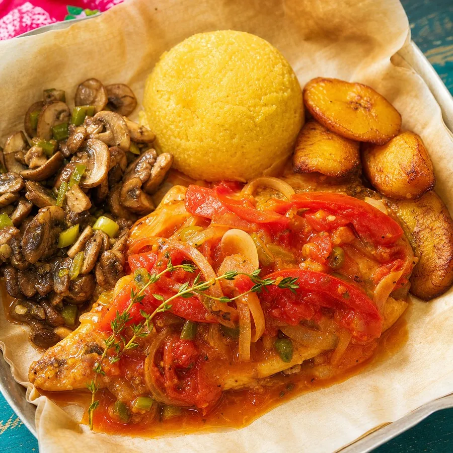 Virgin Islands Fungi and Tomato Fish, finished dish