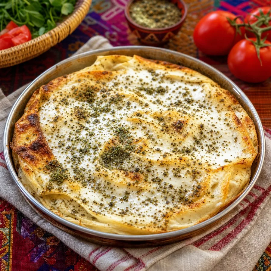 Yemeni Shafout Yogurt Bread Layers, finished dish