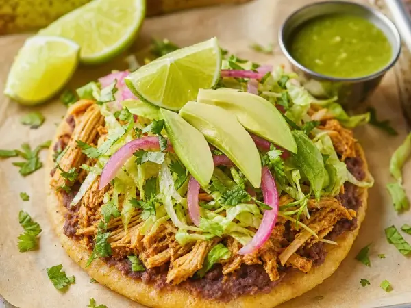 Yucatecan Lime Chicken Panuchos, finished dish