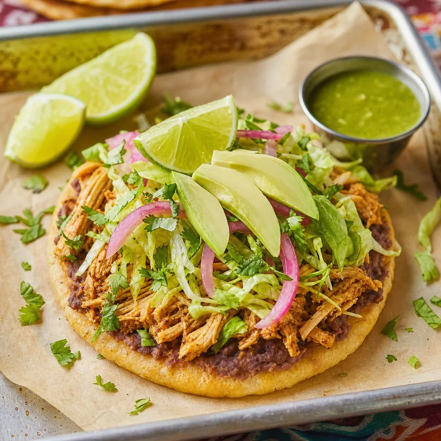 Yucatecan Lime Chicken Panuchos, finished dish
