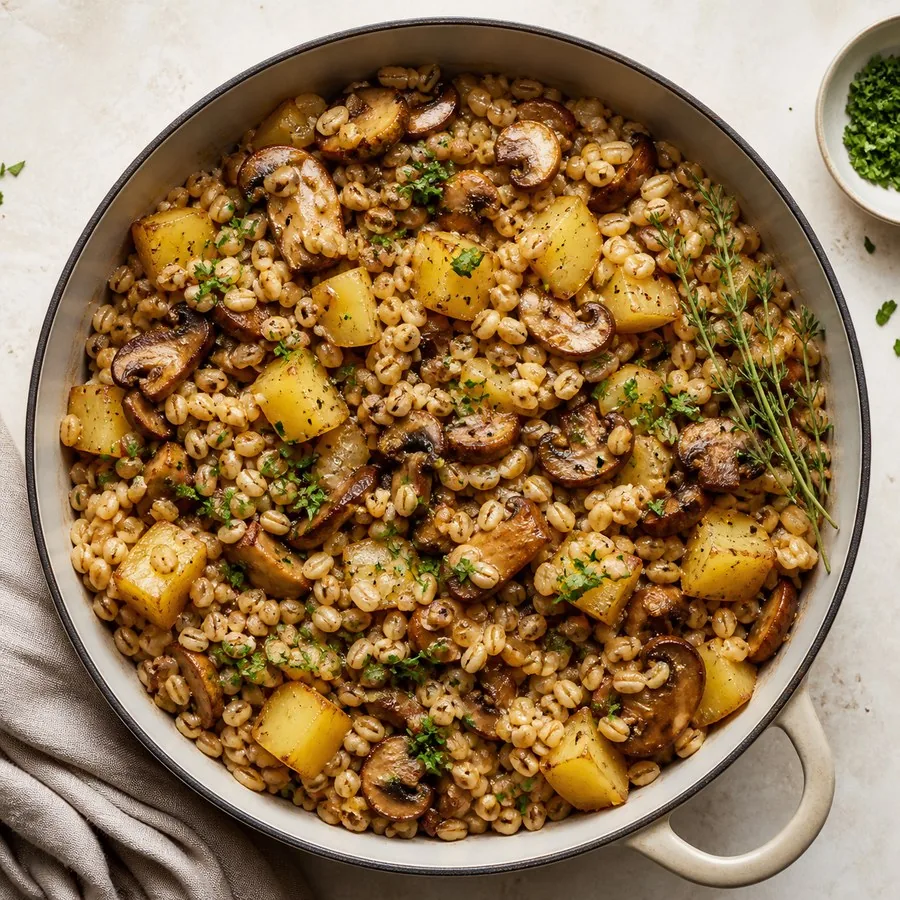 Yukon Mushroom and Barley Skillet, finished dish