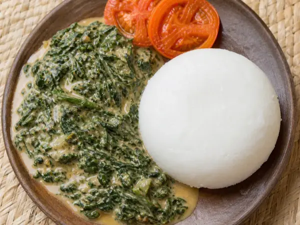 Zambian Ifisashi Greens with Peanut Nshima